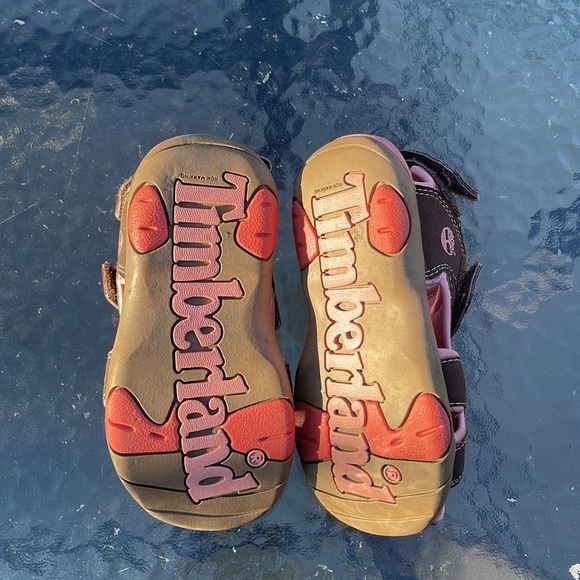 TIMBERLAND Toddler's Mad River Close Toe Sandal Pink & Brown Hiking Sz 9 - Picture 8 of 9